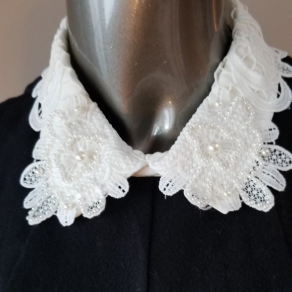 Black Wool Dress with Beaded Collar - Picture 2 of 5